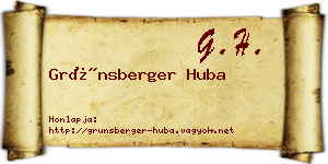 Grünsberger Huba névjegykártya